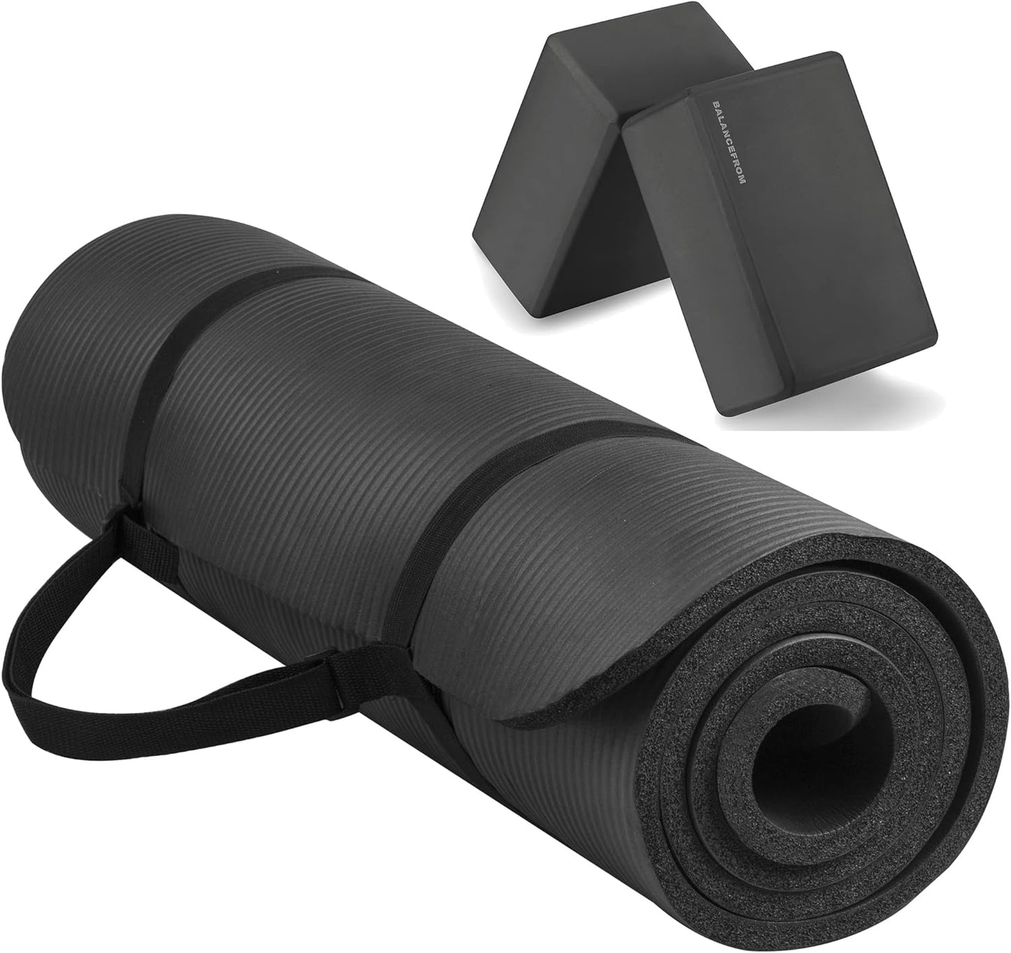 BalanceFrom Tapete de ioga GoYa + par de blocos preto