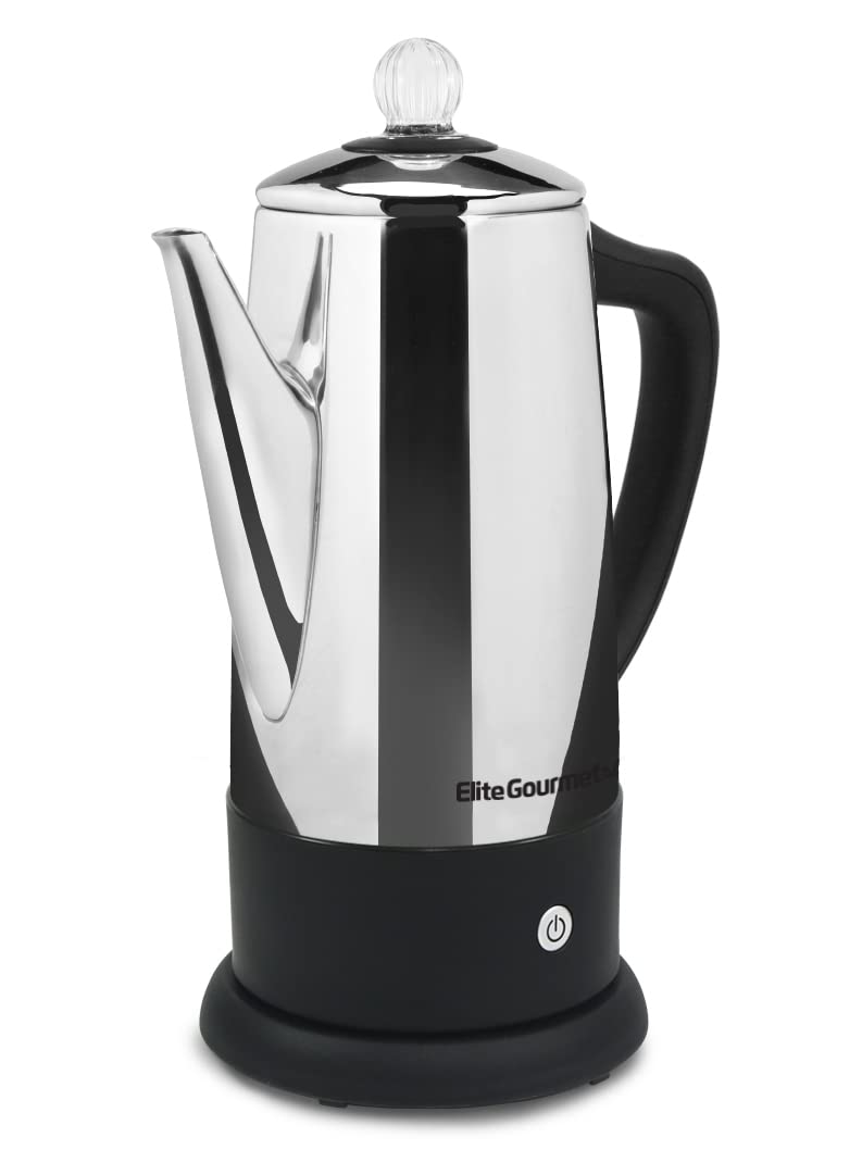 Elite Gourmet EC812 Cafeteira Elétrica Percoladora 12 Xícaras - Inox com Knob de Plástico