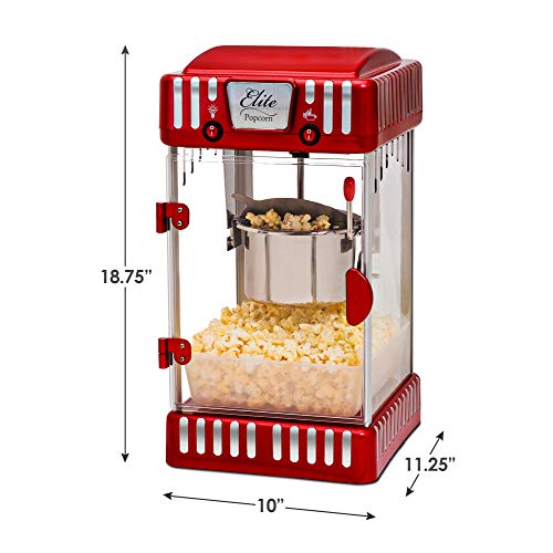 Elite Gourmet EPM-250 Máquina de Pipoca Elétrica Retro 2,5oz Vermelha