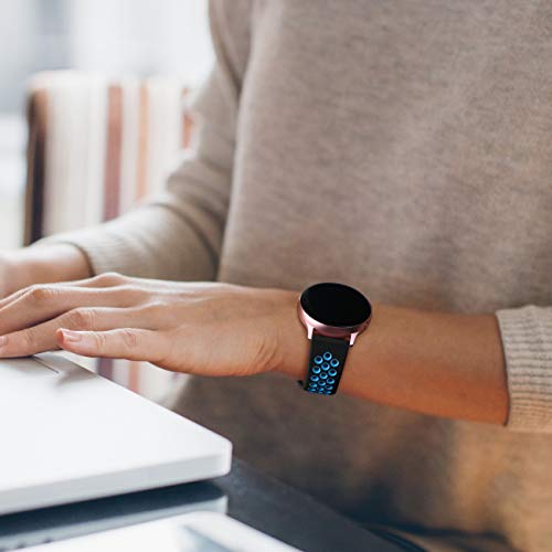 Lerobo Pulseira Silicone 20mm Samsung Galaxy Watch (Preto/Azul)