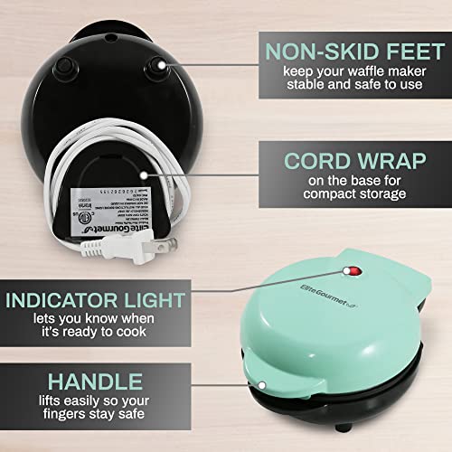 Elite Gourmet EWM013MX Máquina Elétrica Mini Waffle Antiaderente Branco