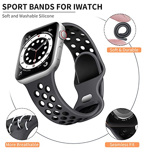 Lerobo Pulseira Esportiva em Silicone Compatível com Apple Watch (Preto Antracite)