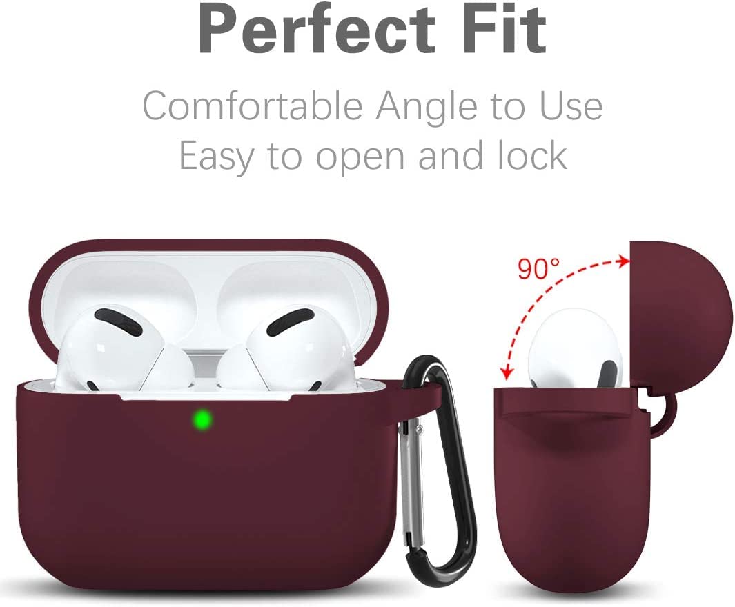 Lerobo Capa Protetora Lavável p/ AirPods Pro com Carabiner (Bordô)