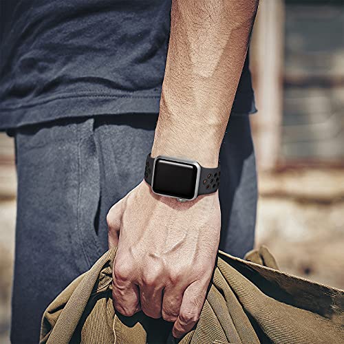 Lerobo Pulseira Esportiva em Silicone Compatível com Apple Watch (Preto Antracite)