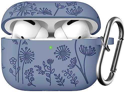 Lerobo Capa Silicone Gravada para AirPods Pro c/ Mosquetão (Lavanda Cinza)