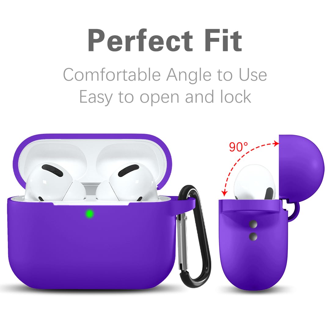 Lerobo Capa Silicone para AirPods Pro 2ª/1ª Geração com Mosquetão (Roxo Vivo)
