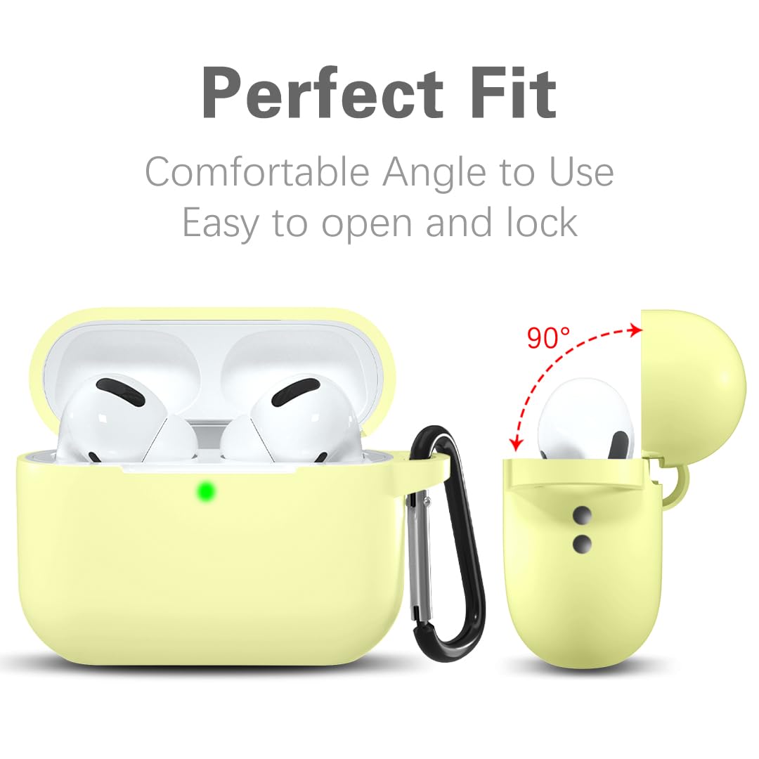 Lerobo Capa para AirPods Pro 1ª e 2ª Geração com Chaveiro e Lanyard (Amarelo Creme)