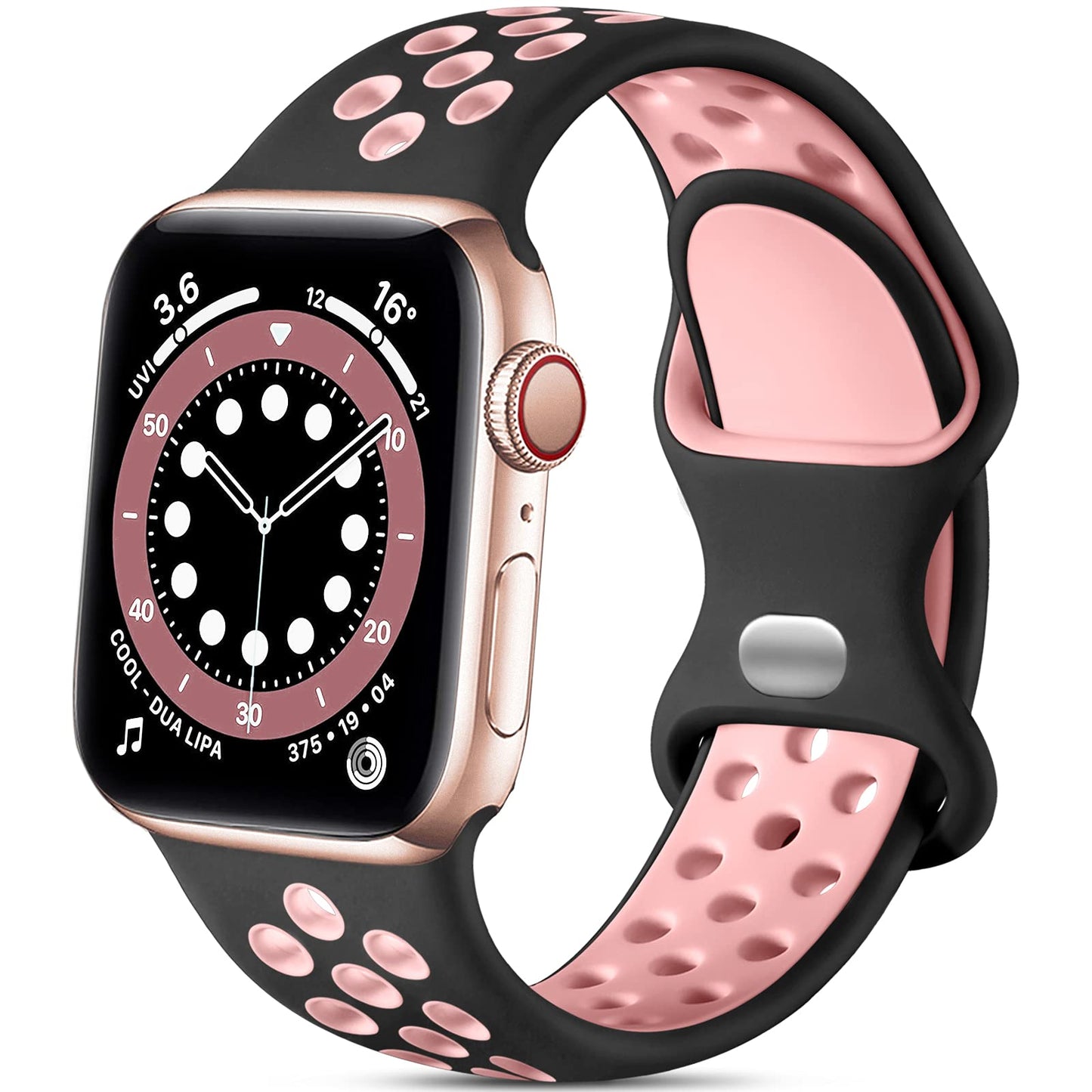 Lerobo Pulseira Silicone Esportiva Apple Watch Ultra 49mm (Preto/Rosa)