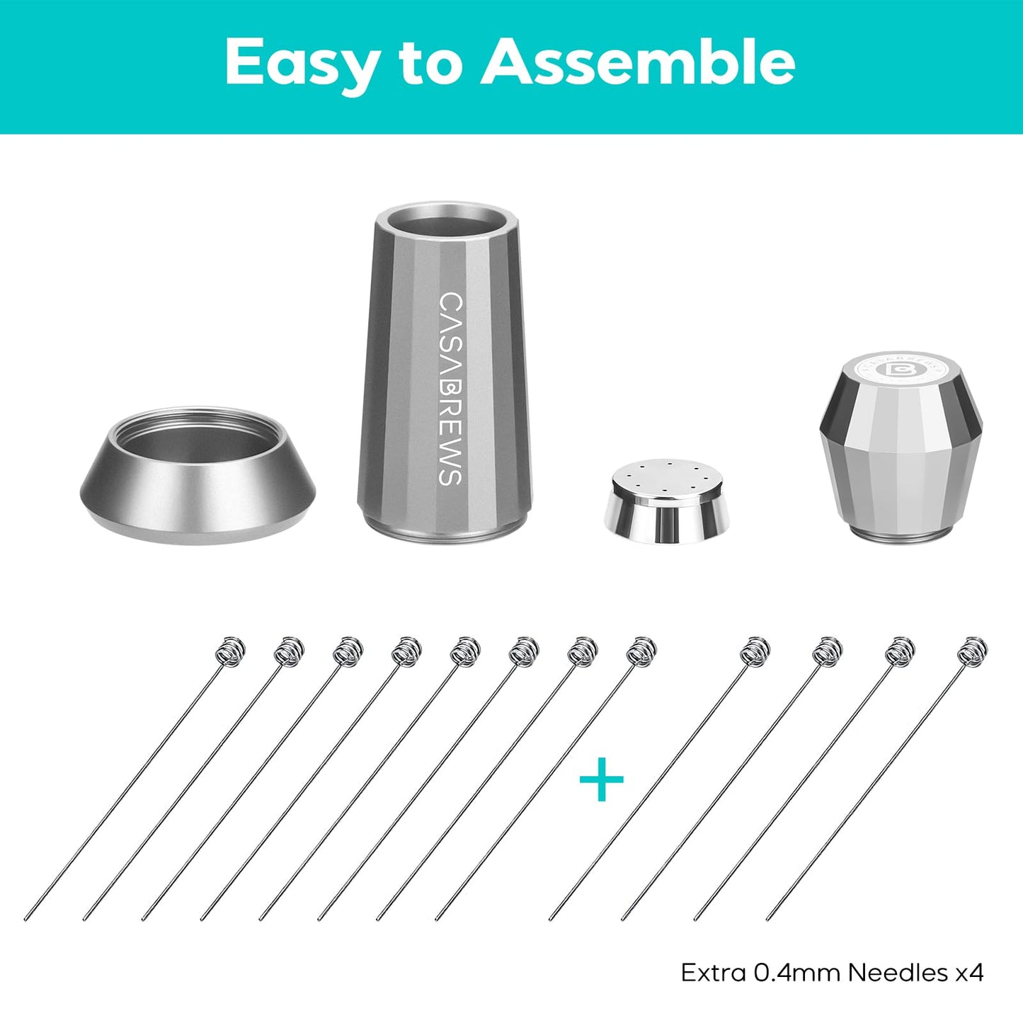 CASABREWS Ferramenta WDT com Agulhas 0.4mm para Distribuição de Café (Cinza)
