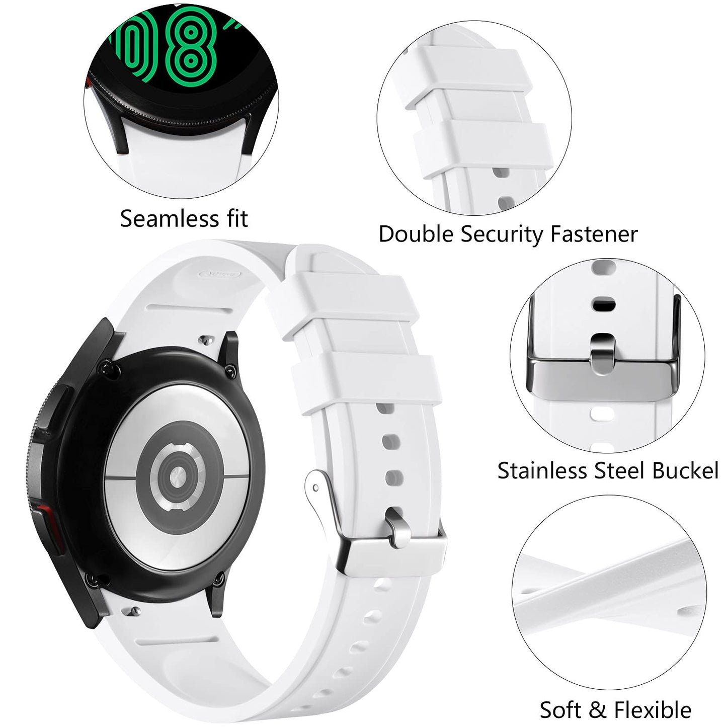 Lerobo Pulseira Samsung Galaxy Watch 7/6/5/4 20mm (Branco)