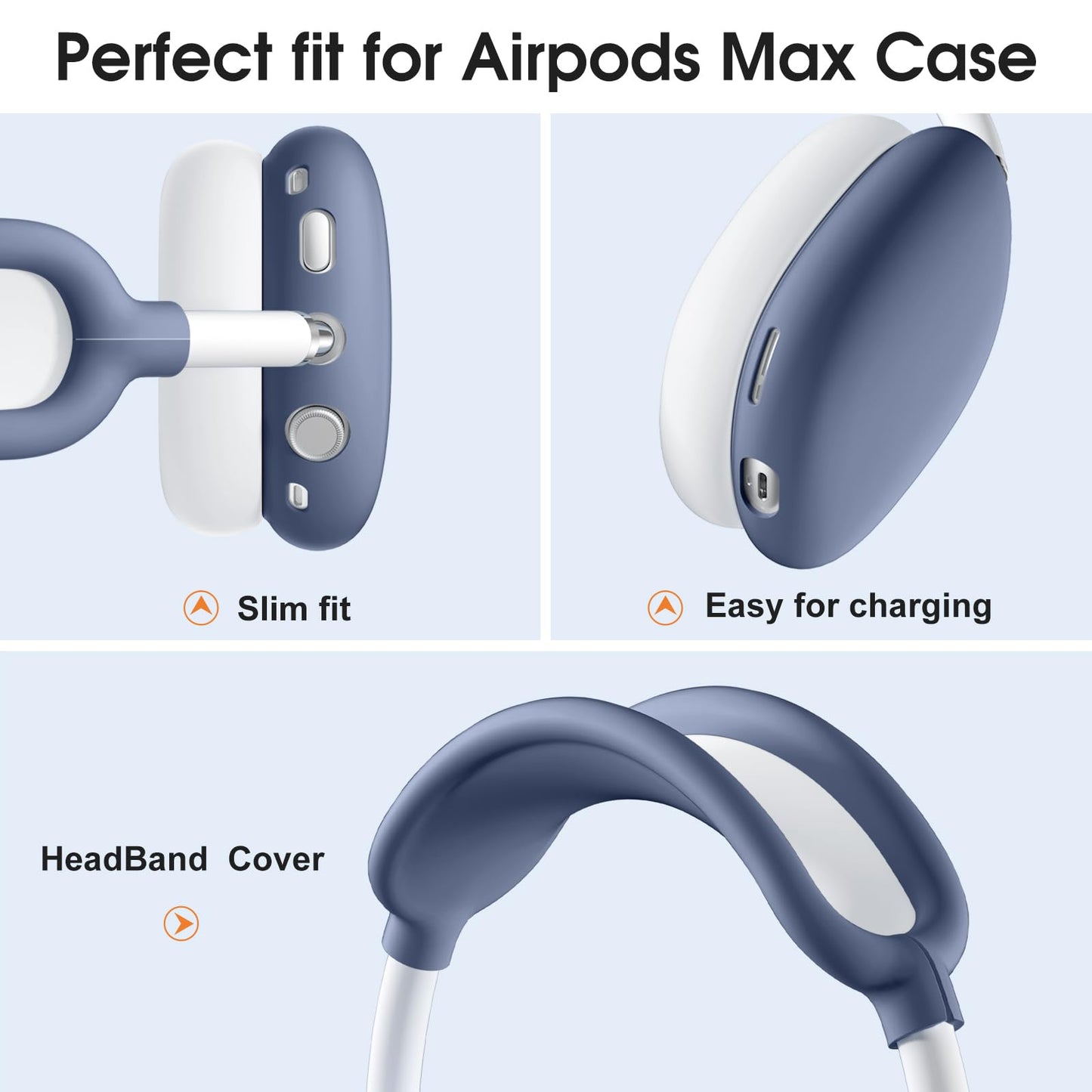 Lerobo Capa Protetora 4 em 1 para AirPods Max com Cobertura Completa (Azul/Cinza-Branco)