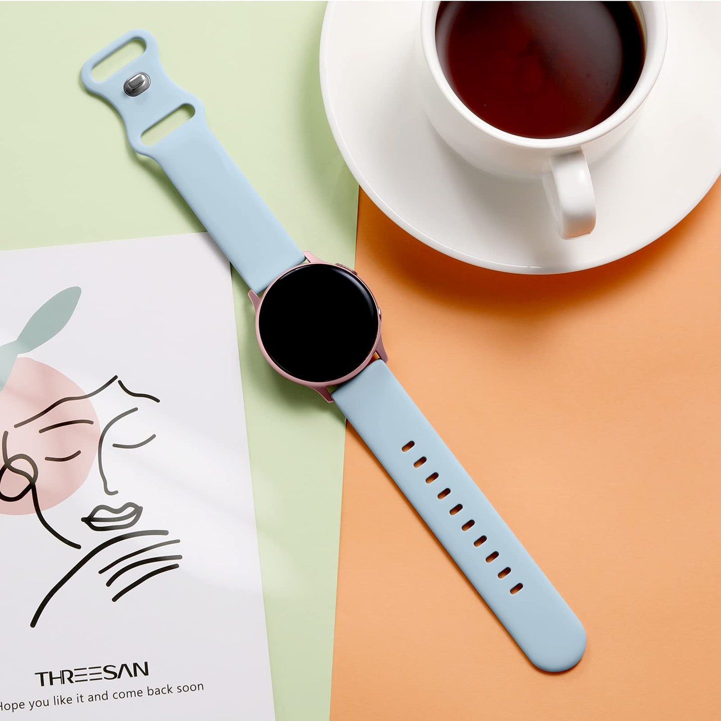 Lerobo Pulseira de Silicone 20mm para Galaxy Watch, 38-49mm (Light Blue)
