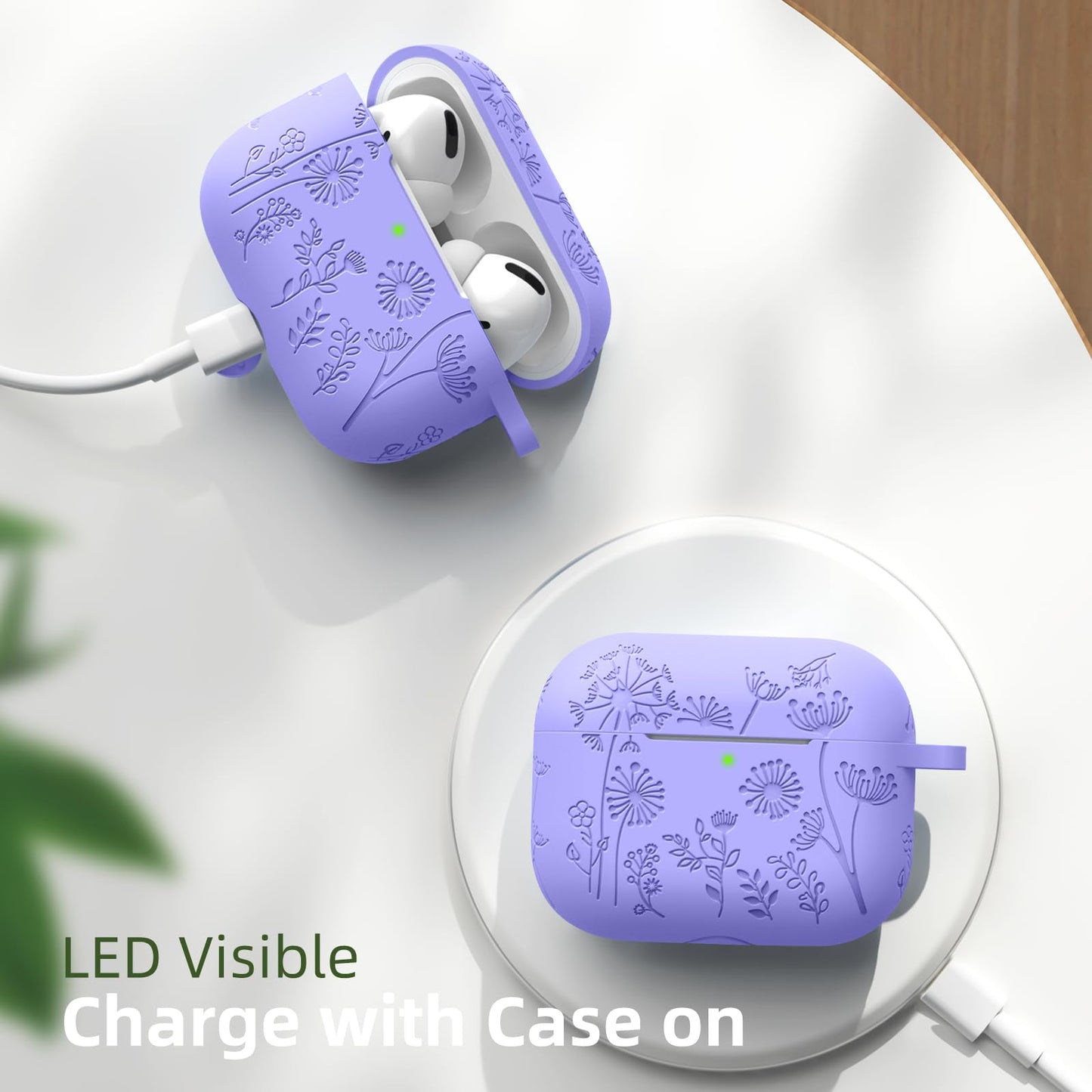 Lerobo Capa Protetora Gravada Compatível com AirPods Pro 2ª/1ª Geração USB-C (Violeta Azulado)