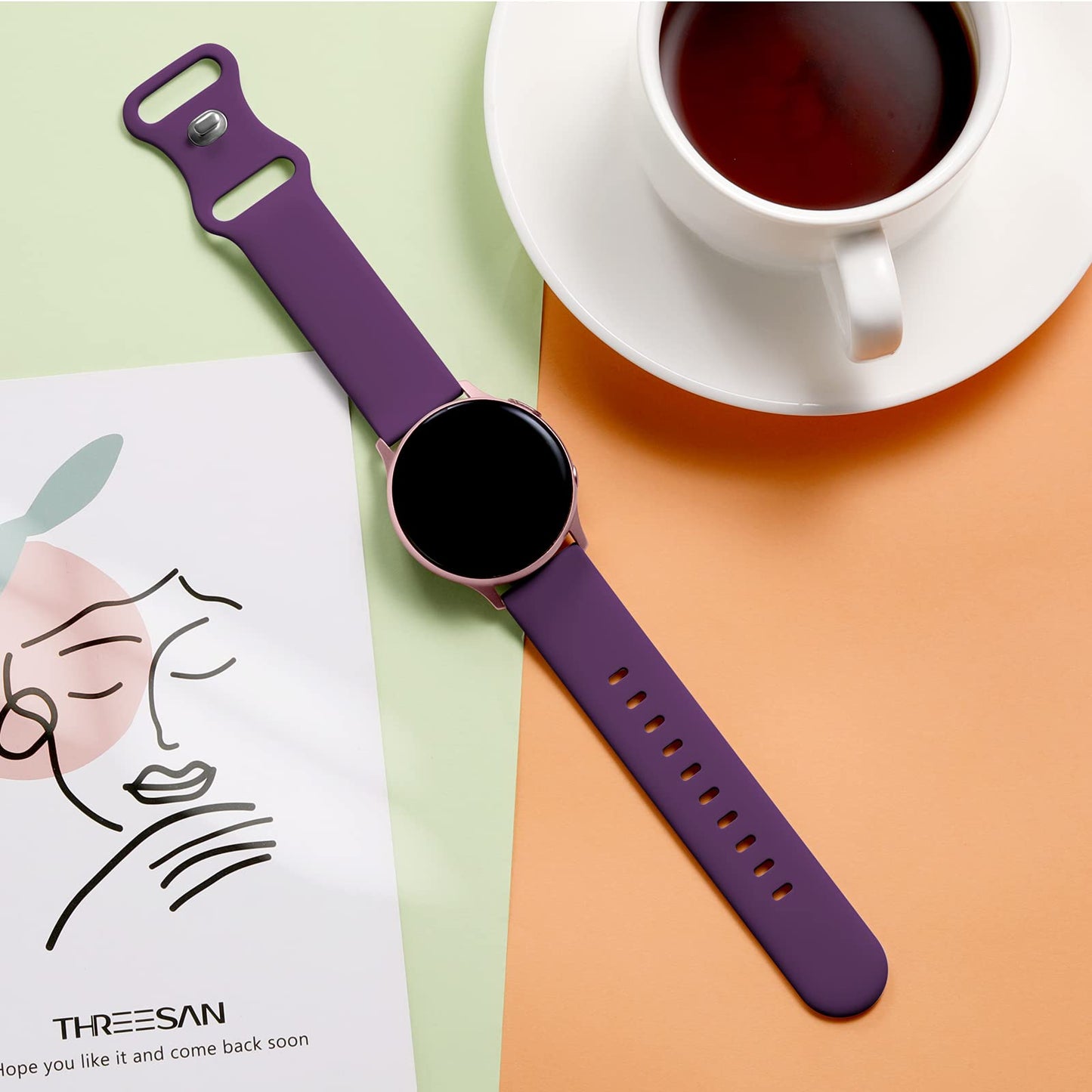 Lerobo Pulseira Silicone Compatível Samsung Galaxy Watch 7/6/5/4 roxo