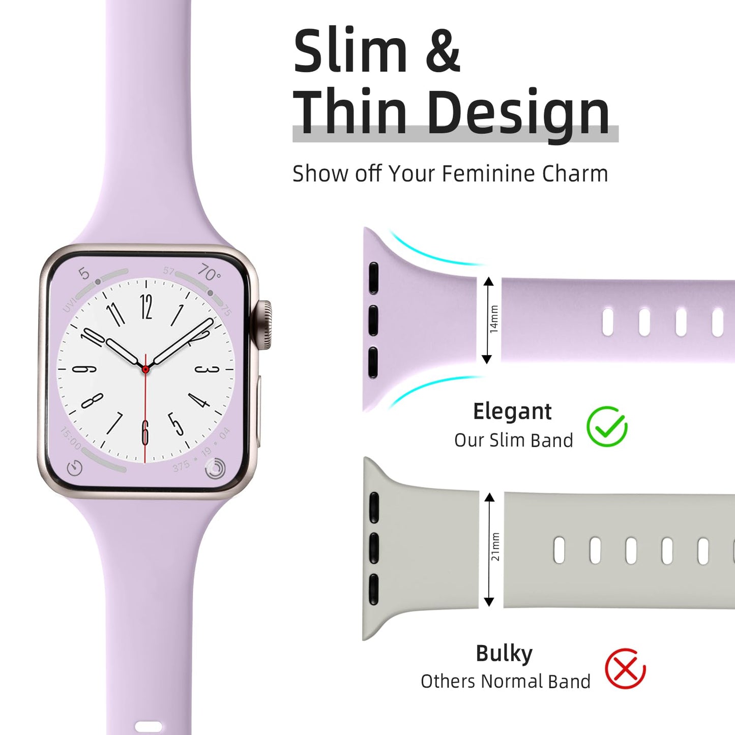 Lerobo 6 Pulseiras Slim Compatíveis com Apple Watch (Várias Cores)
