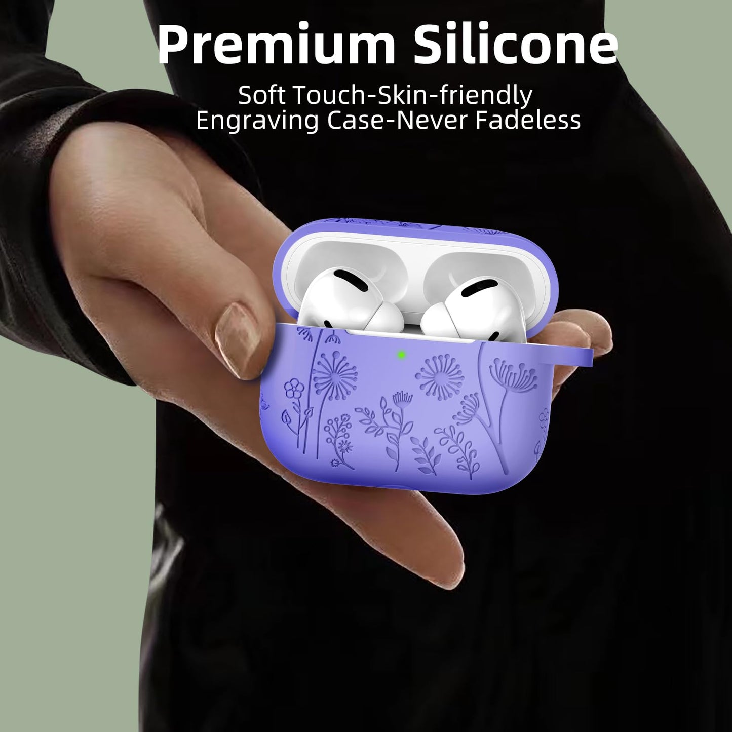 Lerobo Capa Protetora Gravada Compatível com AirPods Pro 2ª/1ª Geração USB-C (Violeta Azulado)