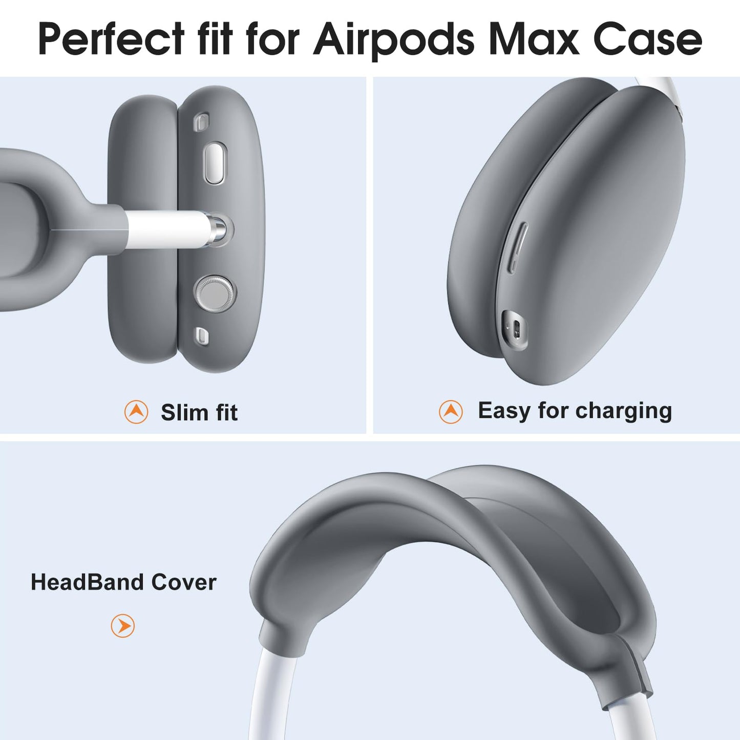 Lerobo Capa Protetora 4 em 1 para AirPods Max com Proteção Completa (Cinza)