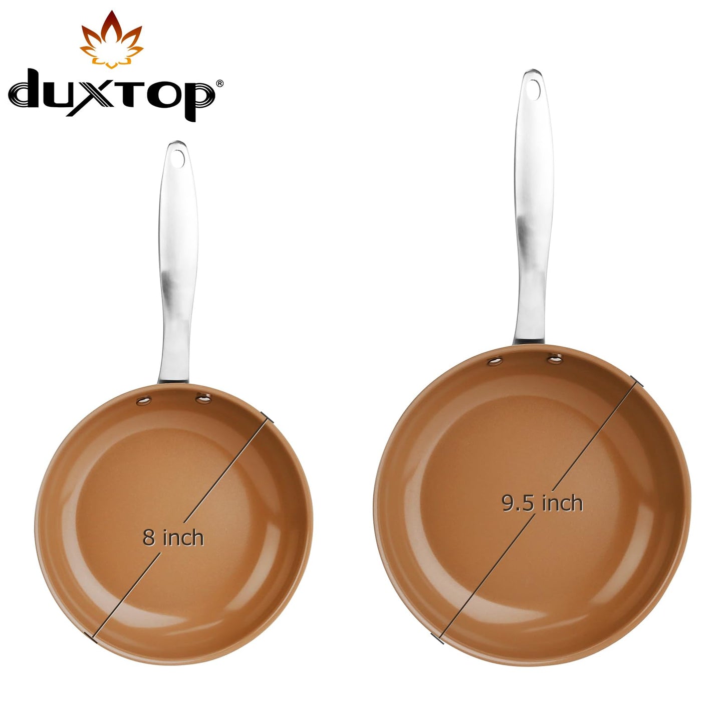 Duxtop Frigideira de Cerâmica Antiad. 8" Inox Compatível com Indução (Cobre)