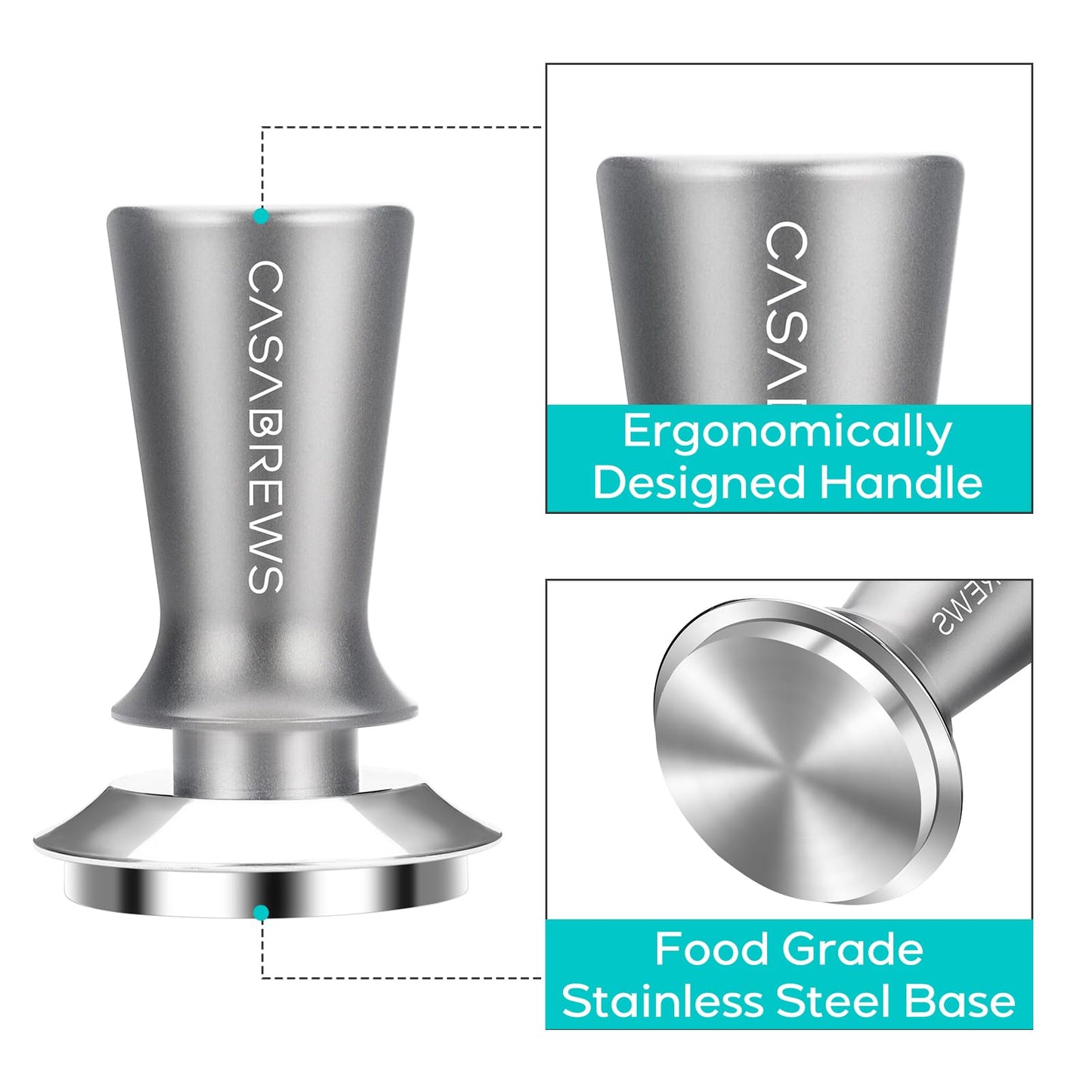 CASABREWS Tamper de Espresso 51mm Calibrado com Base Inox (Cinza)
