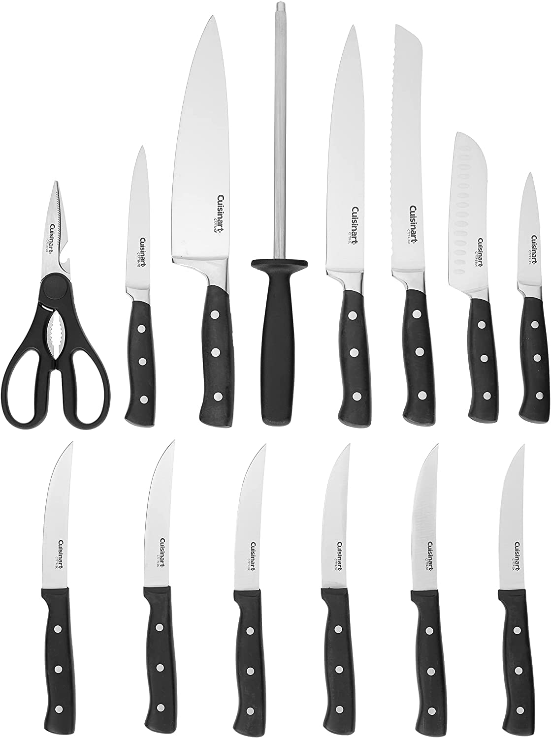 Cuisinart Conjunto de Facas 15 Peças com Bloco de Madeira (Preto)