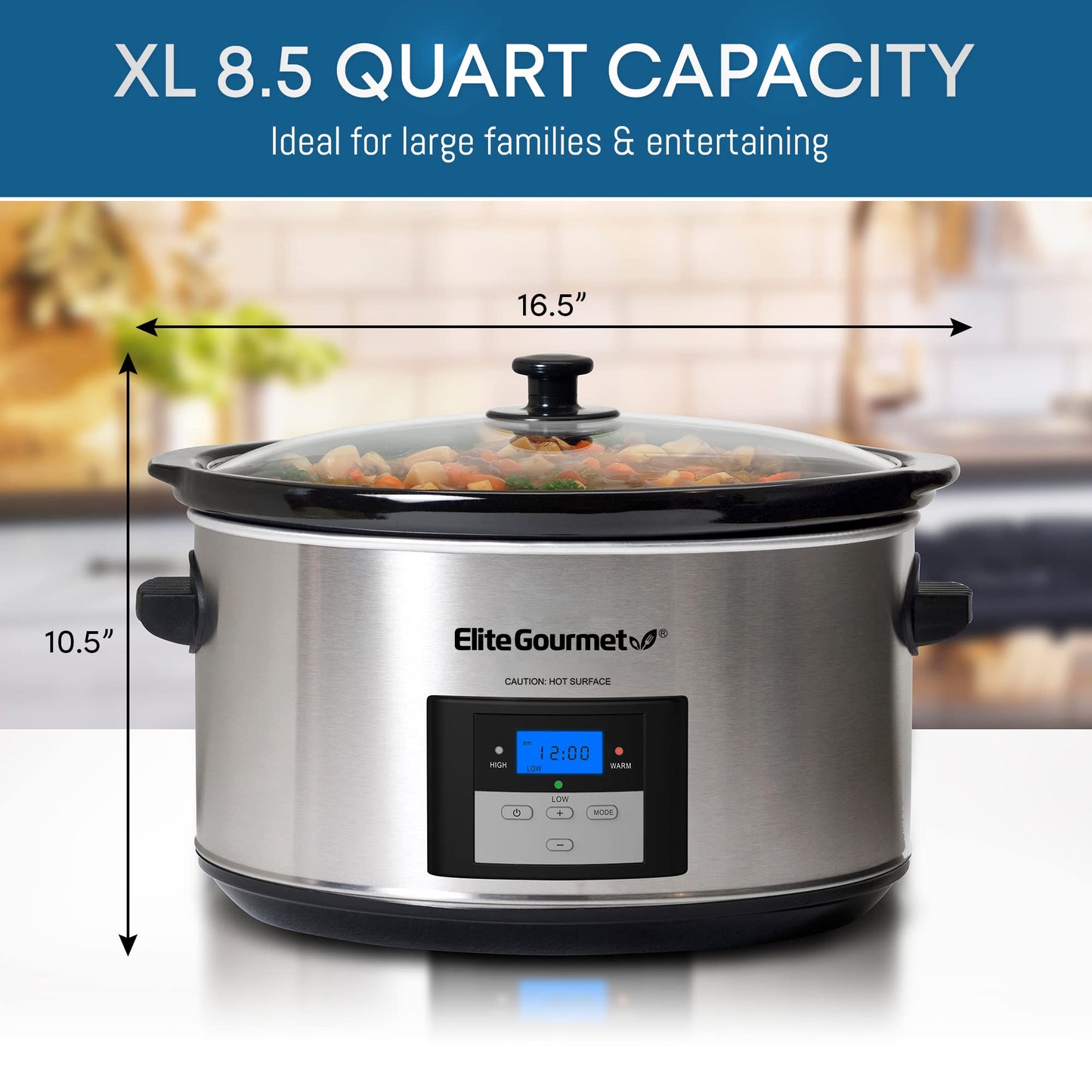 Elite Gourmet MST-900D Slow Cooker Digital 8,5L Inox