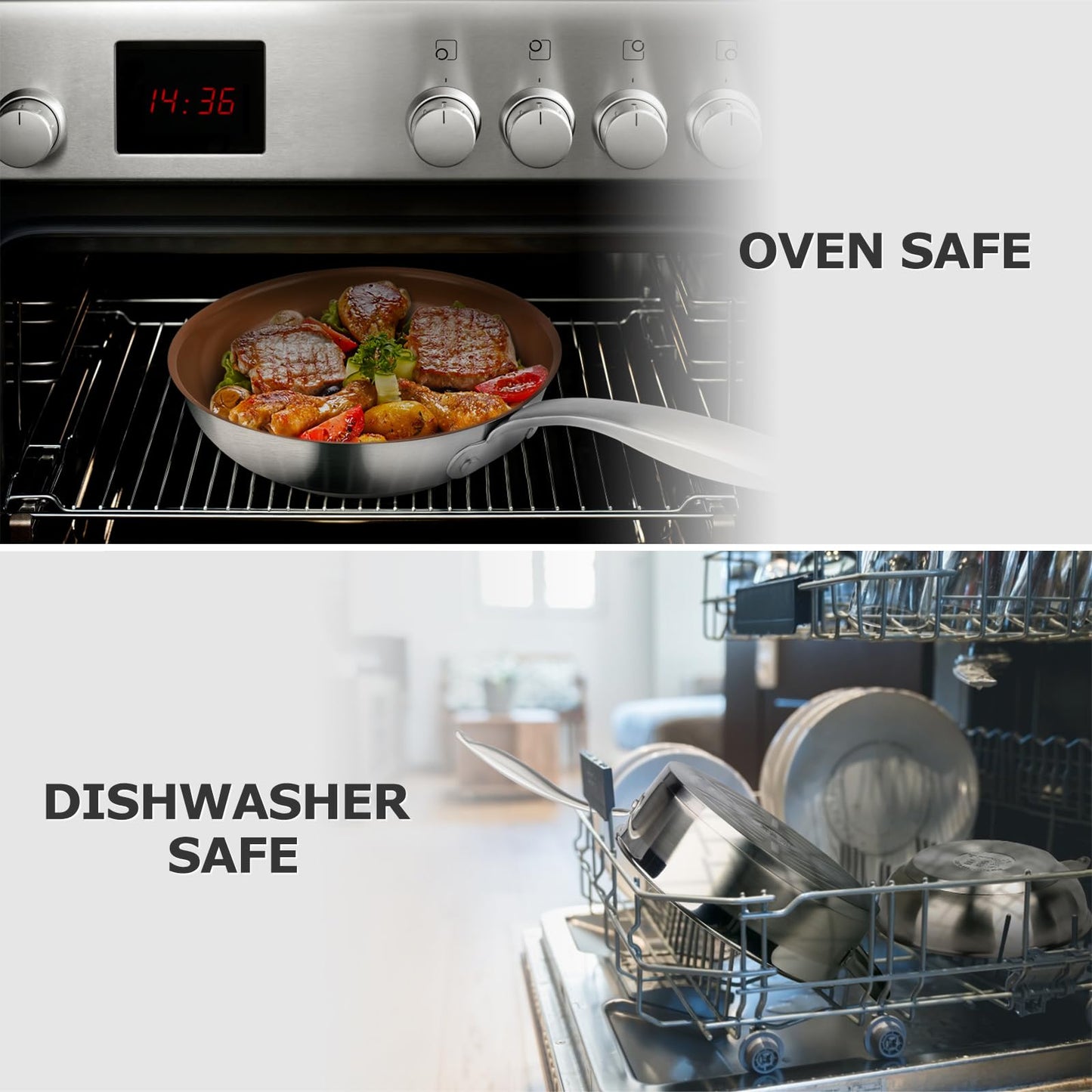 Duxtop Frigideira de Cerâmica Antiad. 8" Inox Compatível com Indução (Cobre)