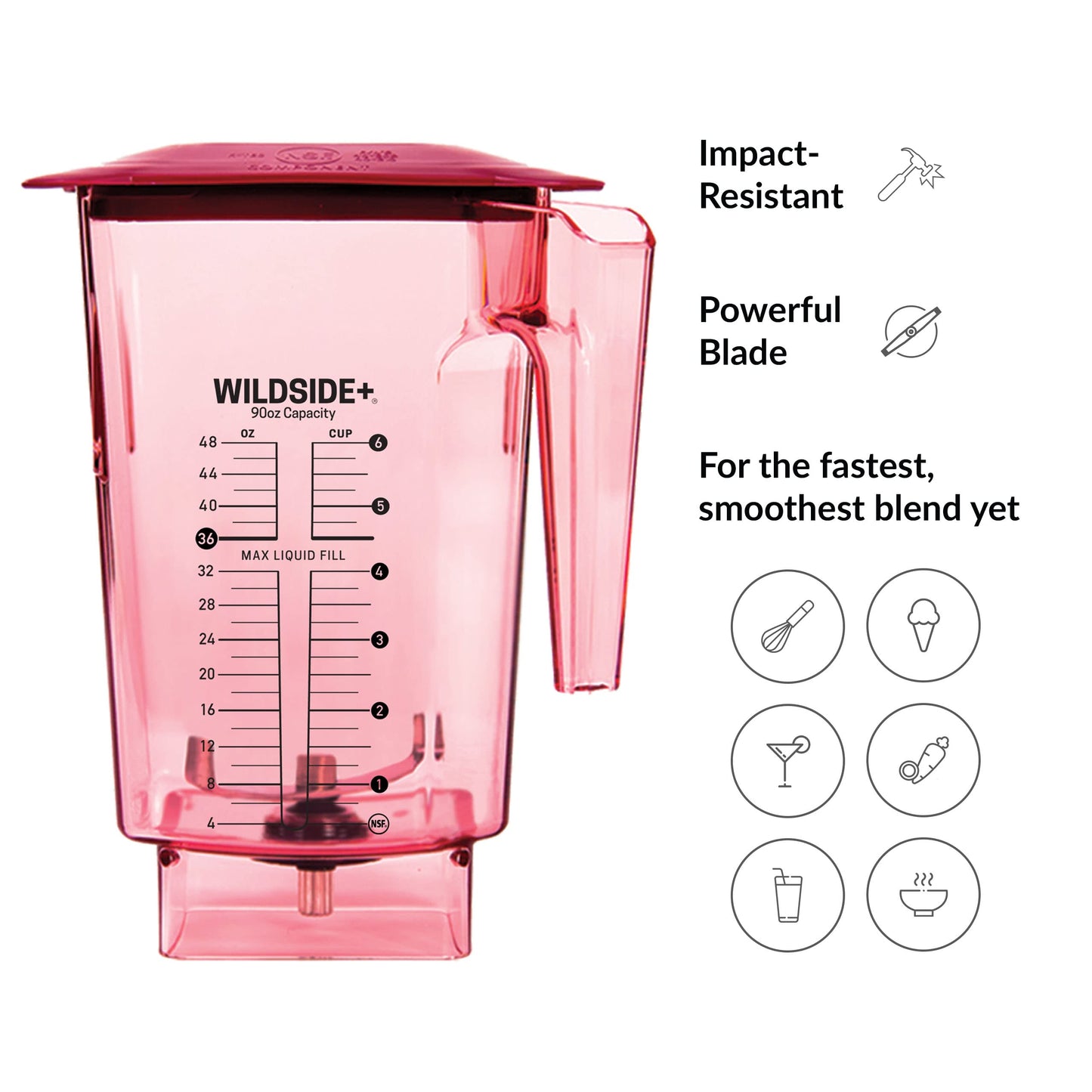 Blendtec Jarra WildSide+ 90oz Vermelha - Para Liquidificadores Comerciais