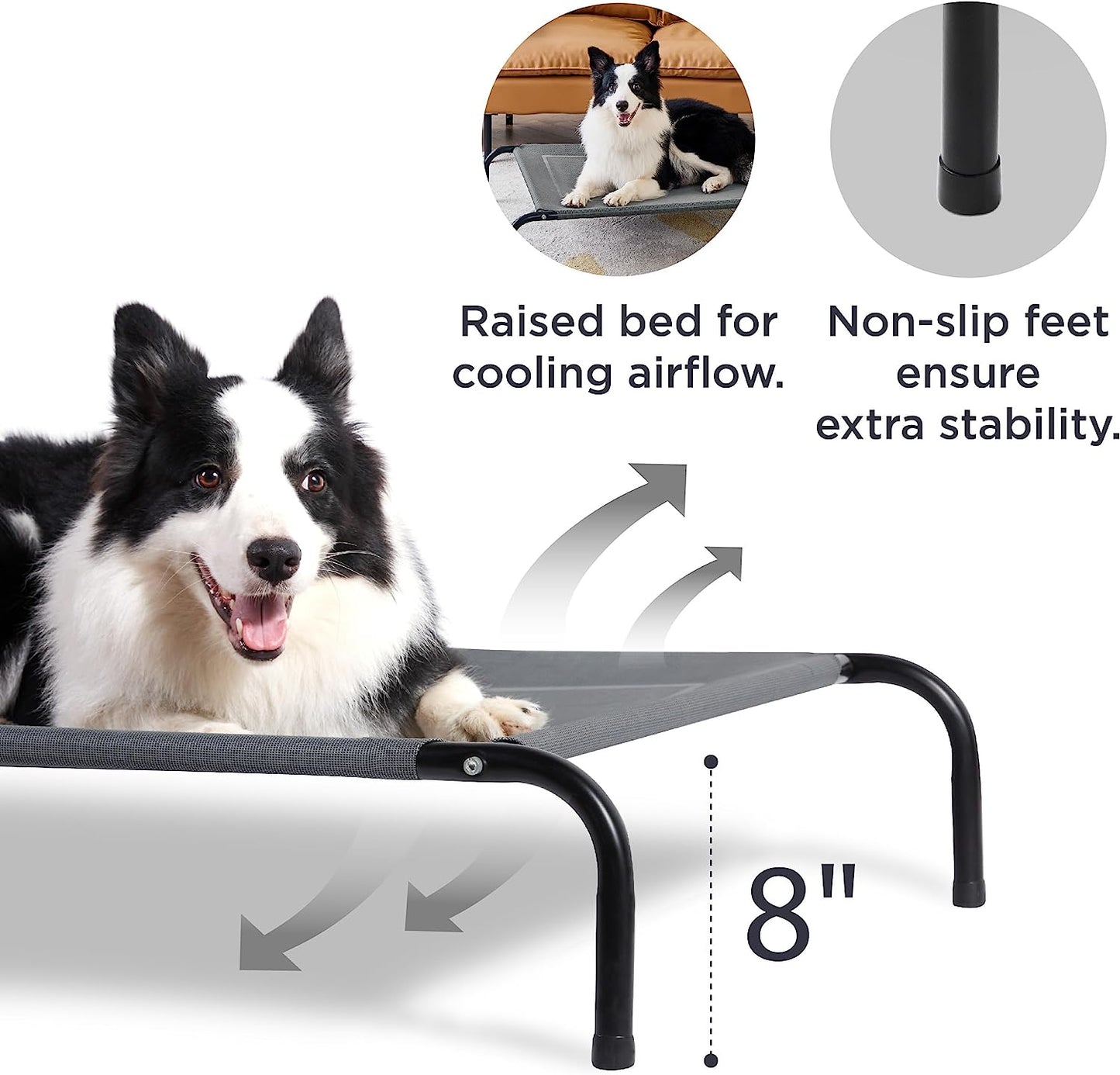 Bedsure Cama de cachorro grande e elevada cinza
