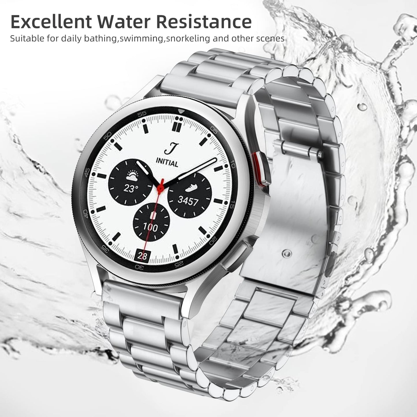 Lerobo Pulseira Aço Inoxidável para Galaxy Watch 7/6/5/4 20mm (Prata)