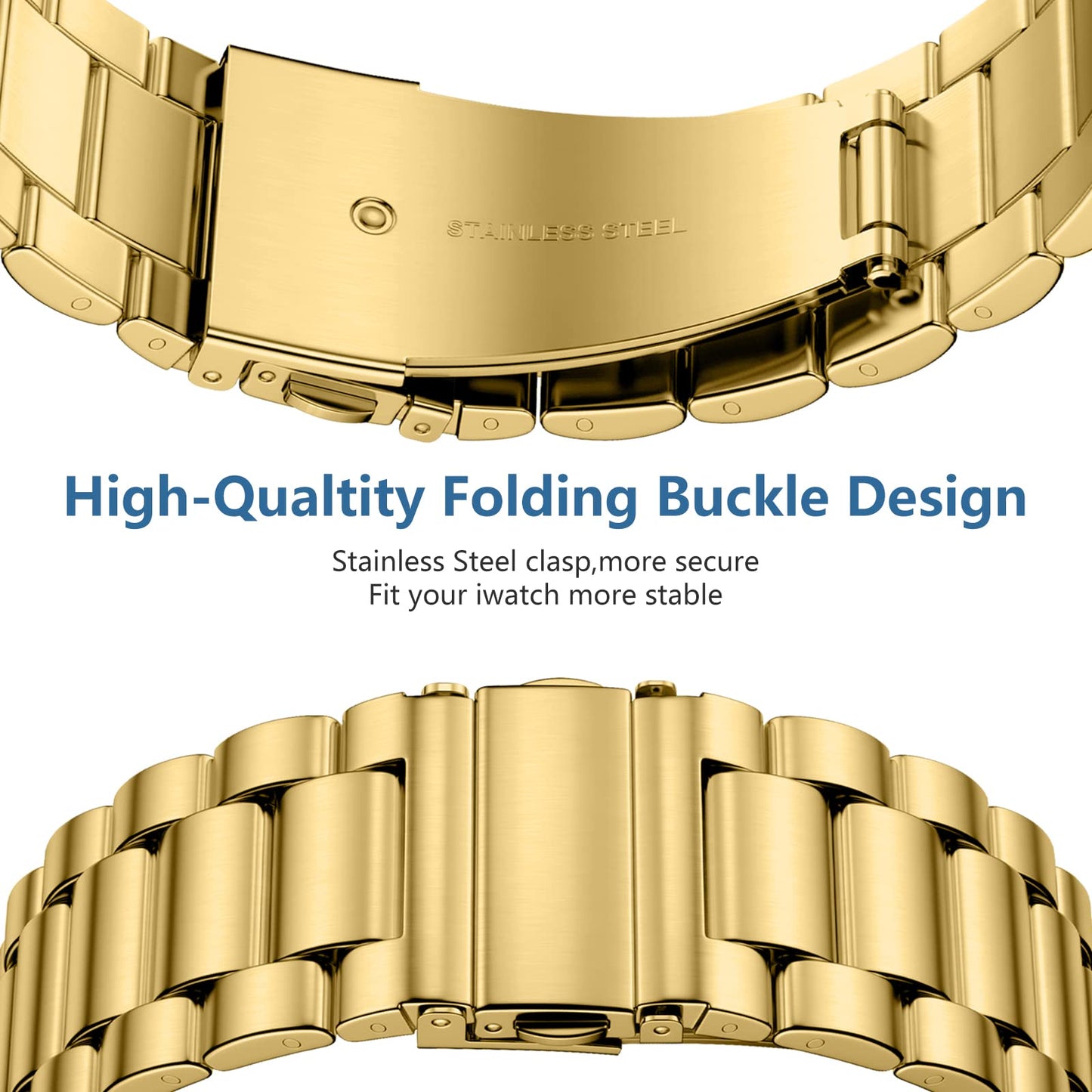 Lerobo Pulseira de Aço Inoxidável Compatível com Apple Watch (Dourado)