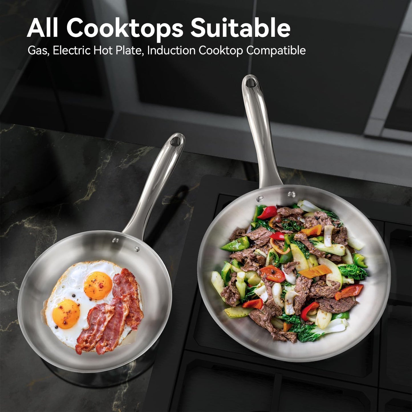 Duxtop Conjunto de Panelas Tri-Ply Inox 9PC para Indução (Aço Inox)