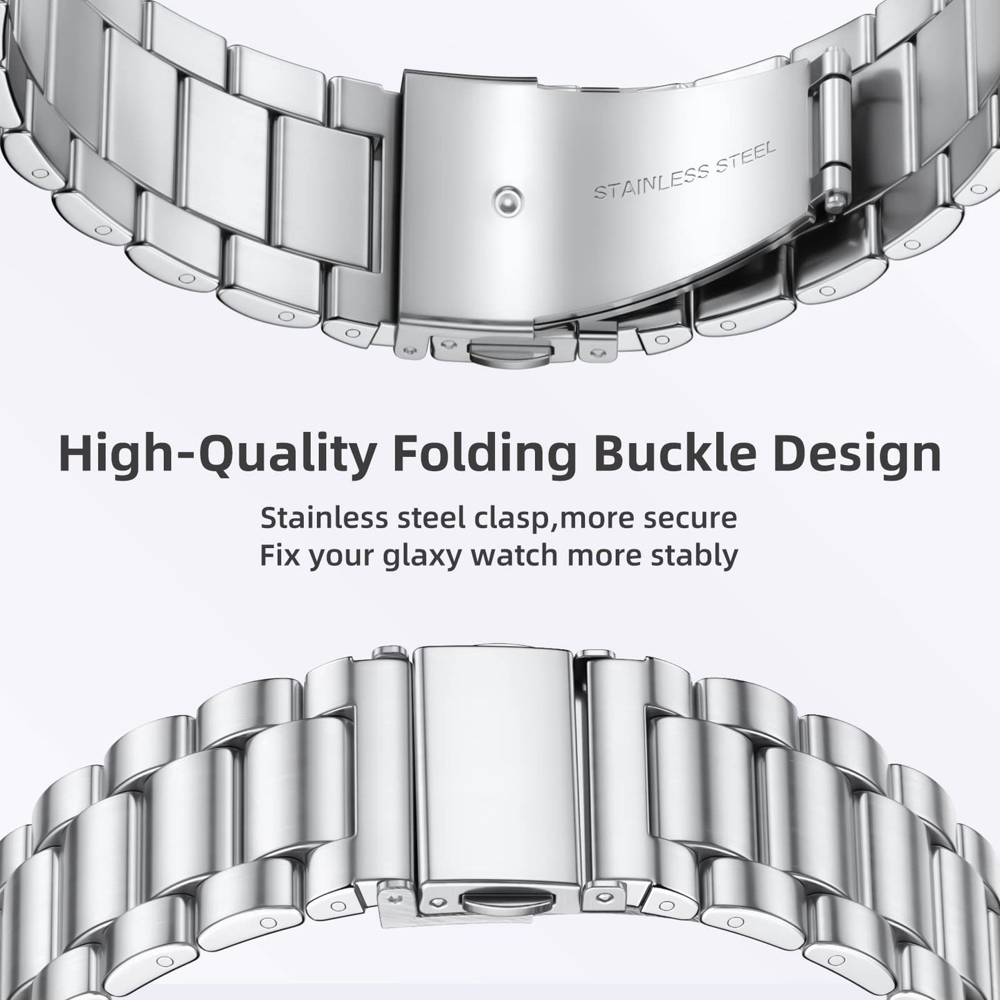 Lerobo Pulseira Aço Inoxidável para Galaxy Watch 7/6/5/4 20mm (Prata)