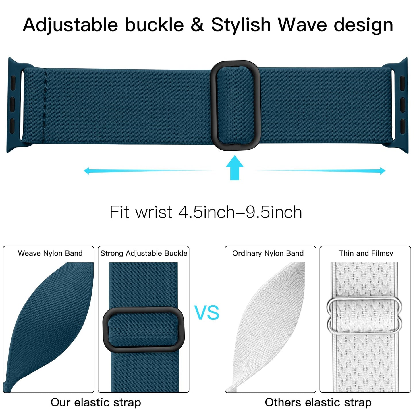 Lerobo Pulseira Nylon Elástico c/ Apple Watch (Azul Polar)