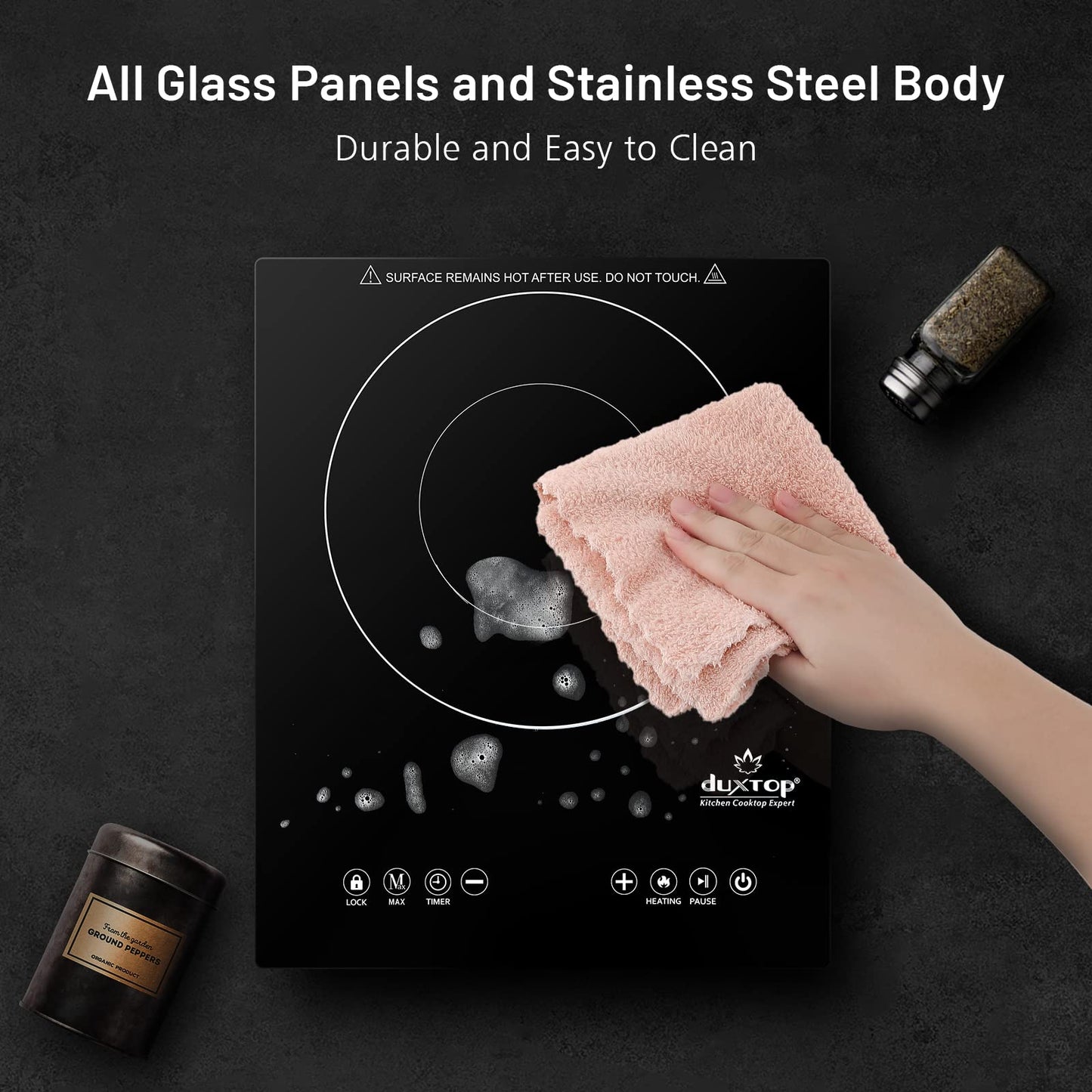 Duxtop Cooktop Elétrico Portátil 1600W com Controle Touch e Timer (Preto)