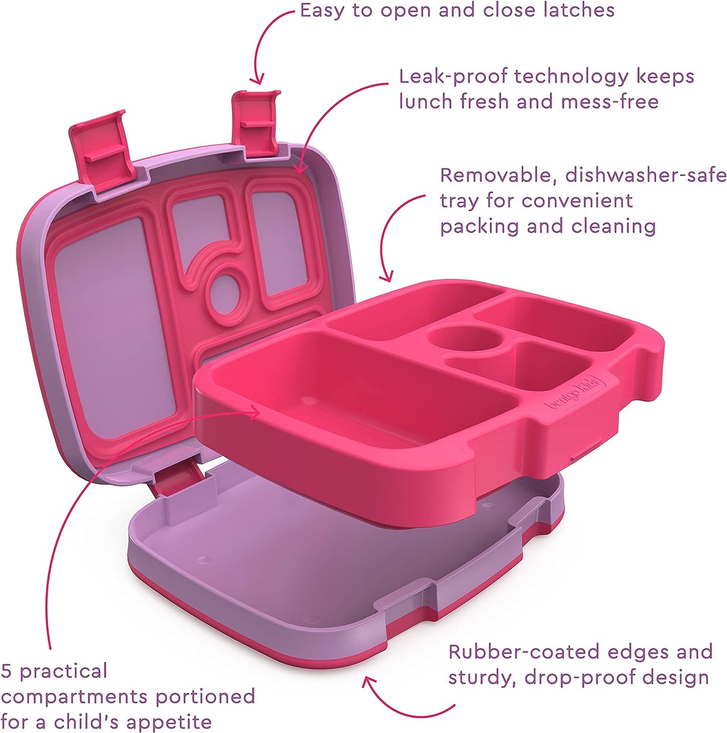 Bentgo® Lancheira infantil à prova de vazamento rosa