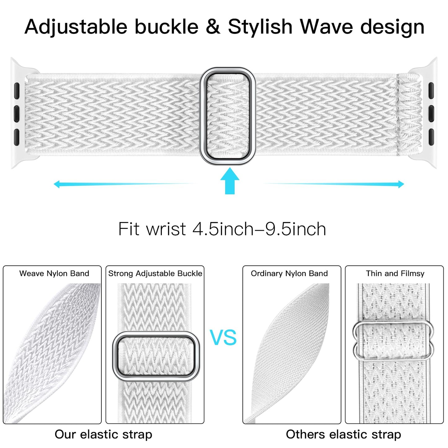 Lerobo Pulseira Nylon Elástica Apple Watch Series 9/8/7 Ultra (Branco)