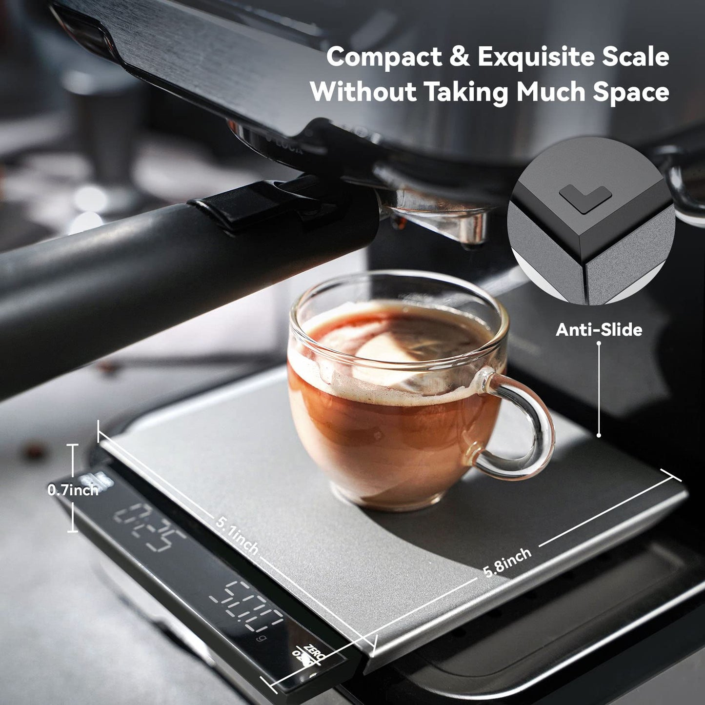 Maestri House Balança Digital para Café com Timer, 3Kg, Recarregável (Prata)