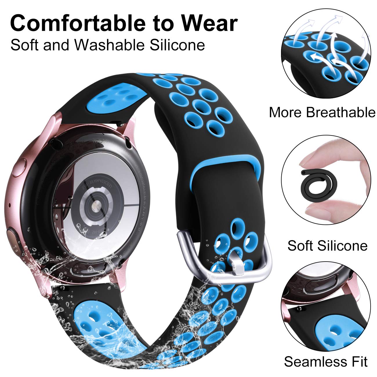 Lerobo 3-Pack Pulseiras Silicone p/ Samsung Galaxy Watch 40-44mm
