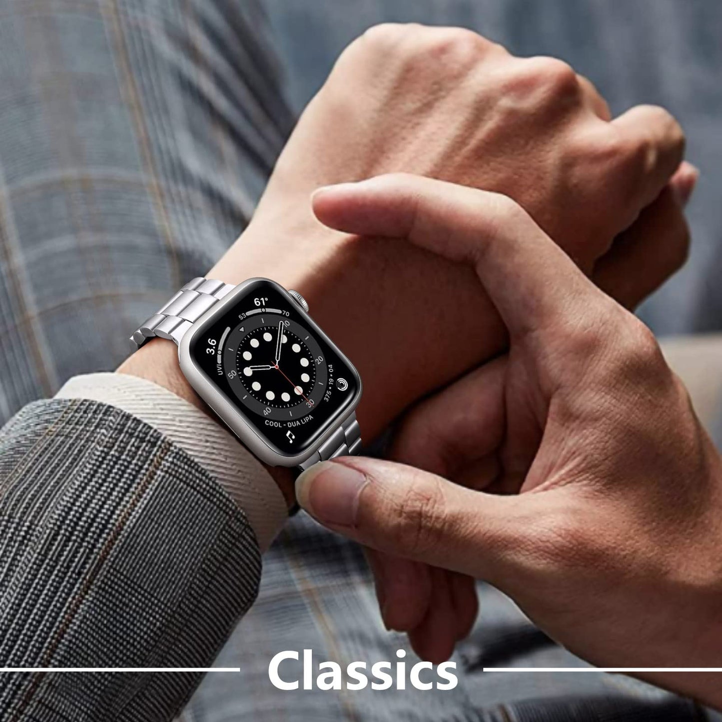 Lerobo Pulseira Aço Inox para Apple Watch + 2 Capas Protetoras