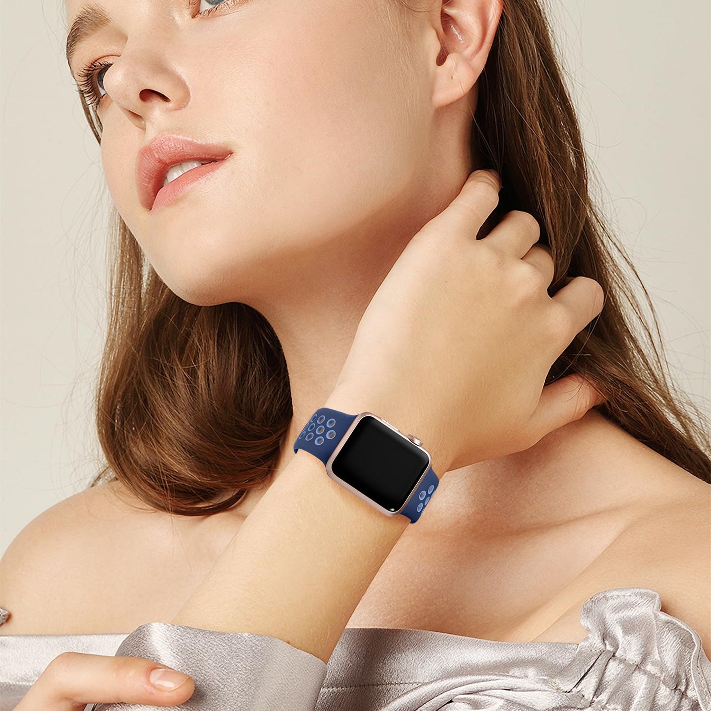 Lerobo Pulseira Esportiva Compatível com Apple Watch 38mm a 49mm (Azul Yankees/Azul Claro)