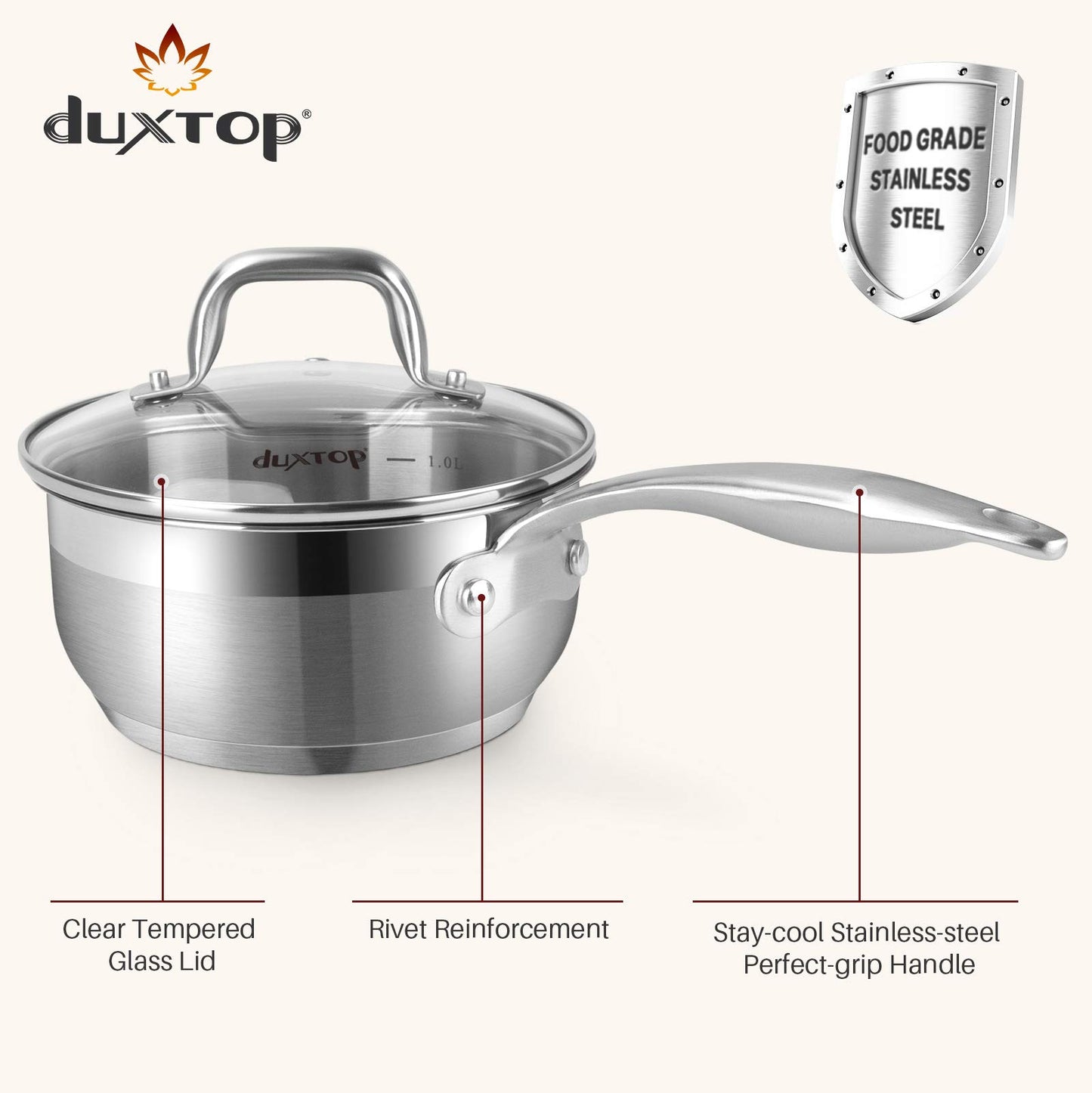 Conjunto de Panelas Duxtop Inox 19 Peças com Base Impactada e Tampa