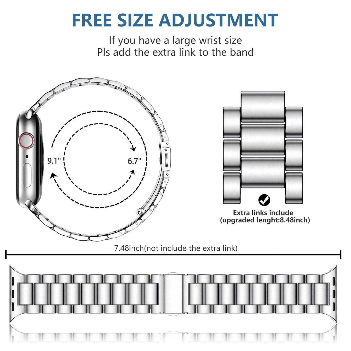 Lerobo Pulseira Aço Inox para Apple Watch + 2 Capas Protetoras