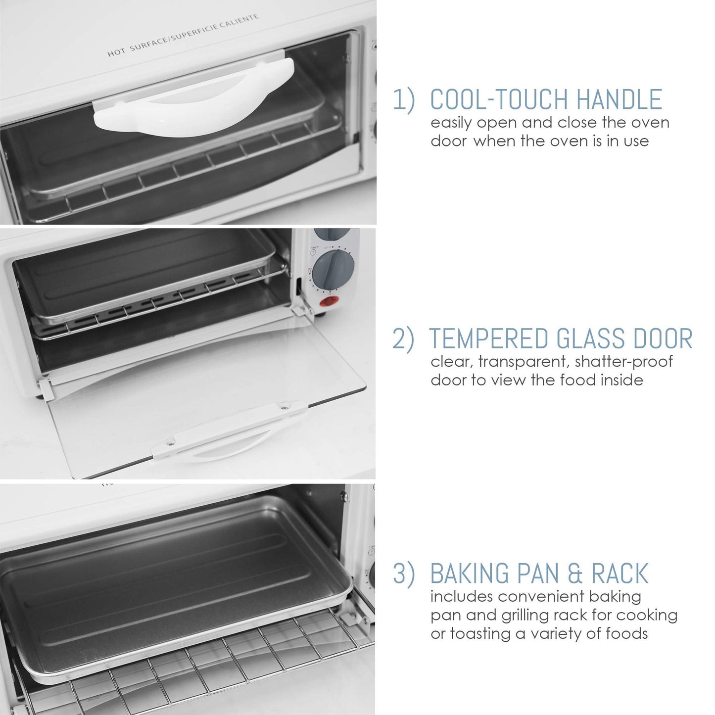 Elite Gourmet ETO-113 Forno Tostador Elétrico 2 Fatias Branco