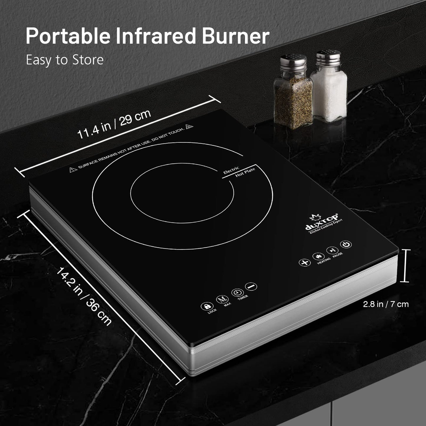 Duxtop Cooktop Elétrico Portátil 1600W com Controle Touch e Timer (Preto)