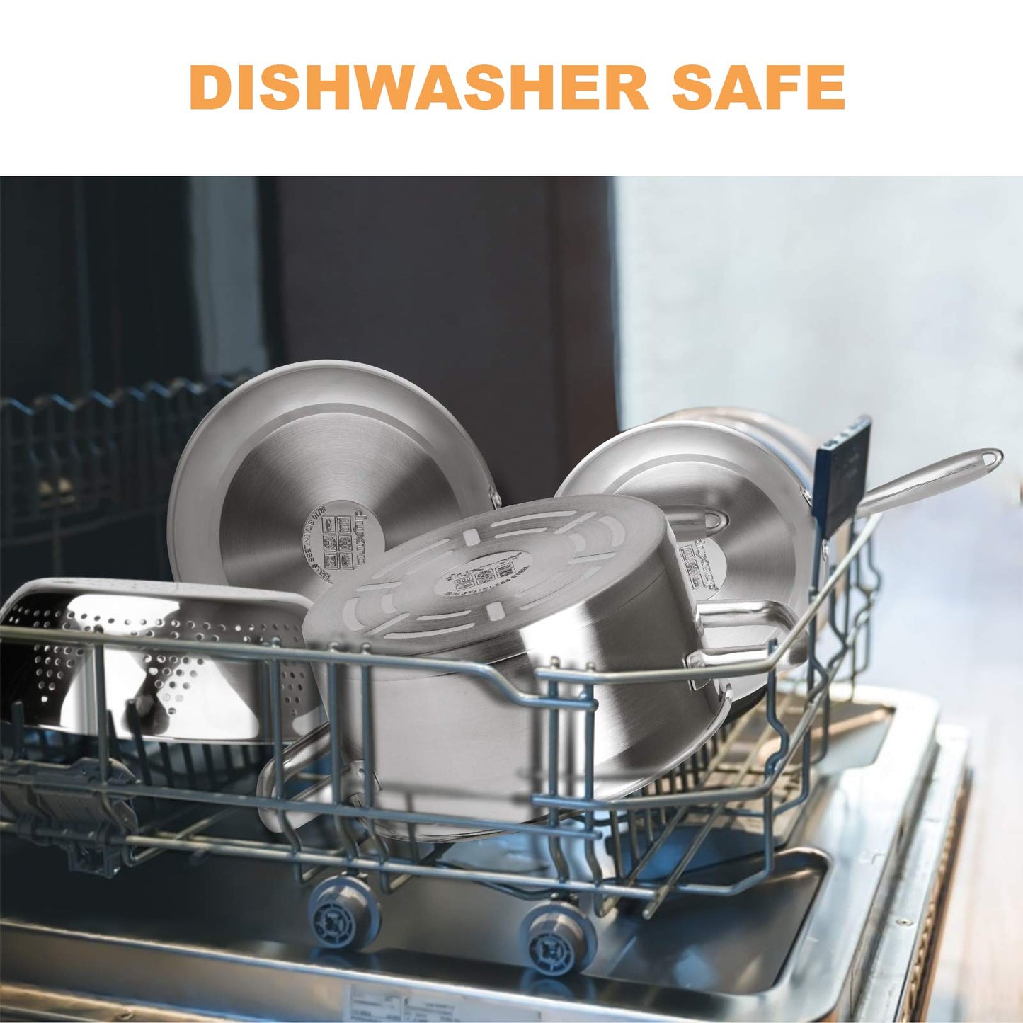 Duxtop Conjunto de Panelas Aço Inox 18 Peças Compatível com Indução