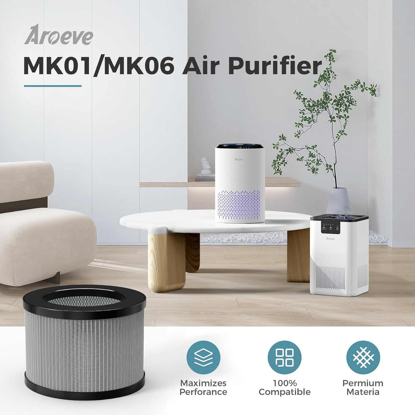 AROEVE Filtro de reposição para purificador de ar MK01&MK06