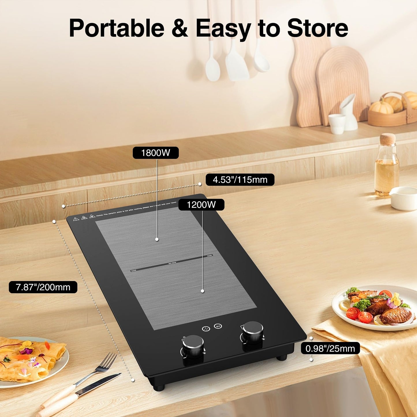 VBGK Cooktop de Indução 3000W, 2 Bocas, Controle por Toque e Botão, 110V