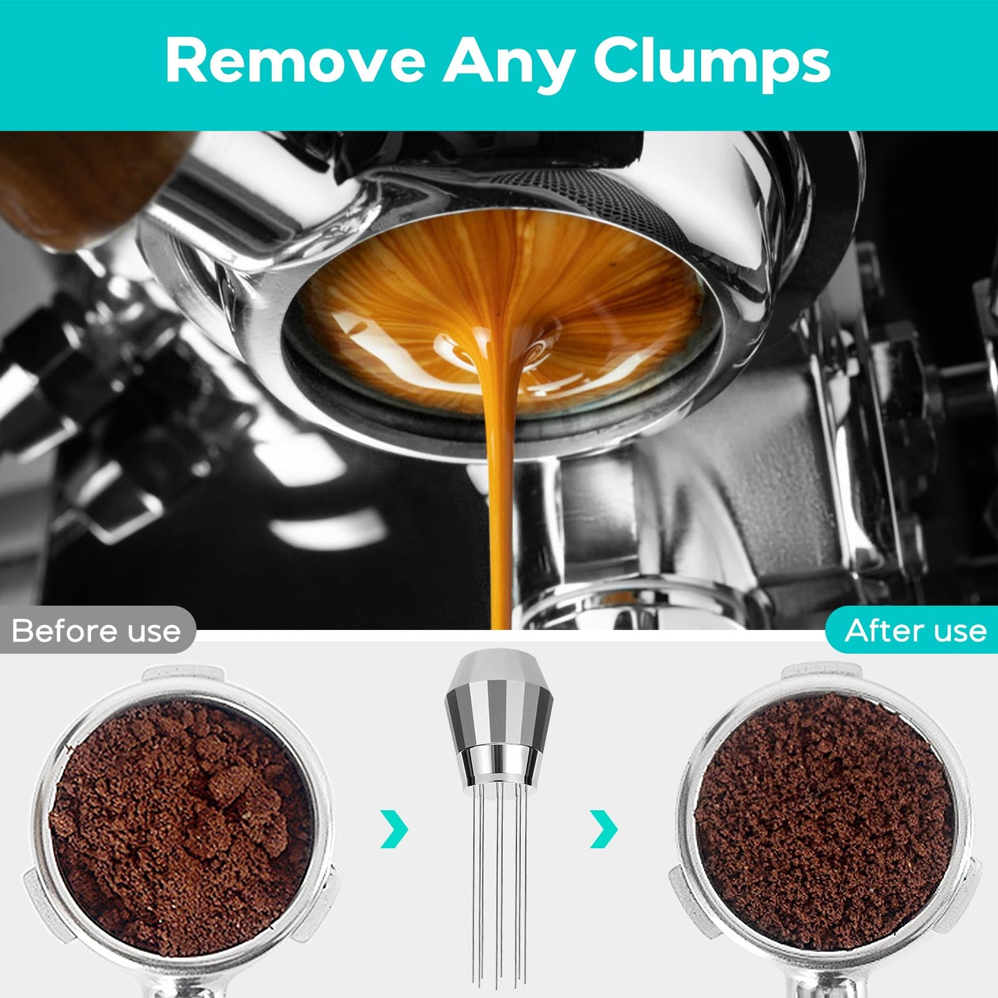 CASABREWS Ferramenta WDT com Agulhas 0.4mm para Distribuição de Café (Cinza)