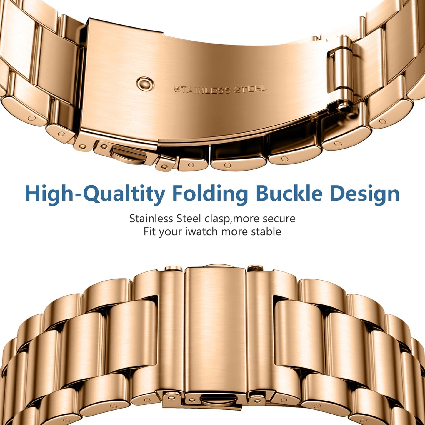 Lerobo Pulseira Aço Inox c/ 2 Capas p/ Apple Watch 38-49mm (Royal Gold)