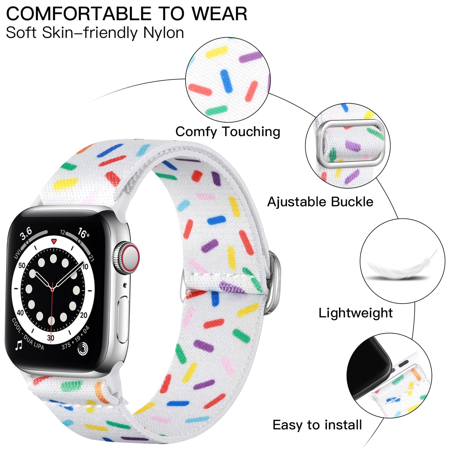 Lerobo Pulseira Trançada Compatível com Apple Watch (Granulados Coloridos)